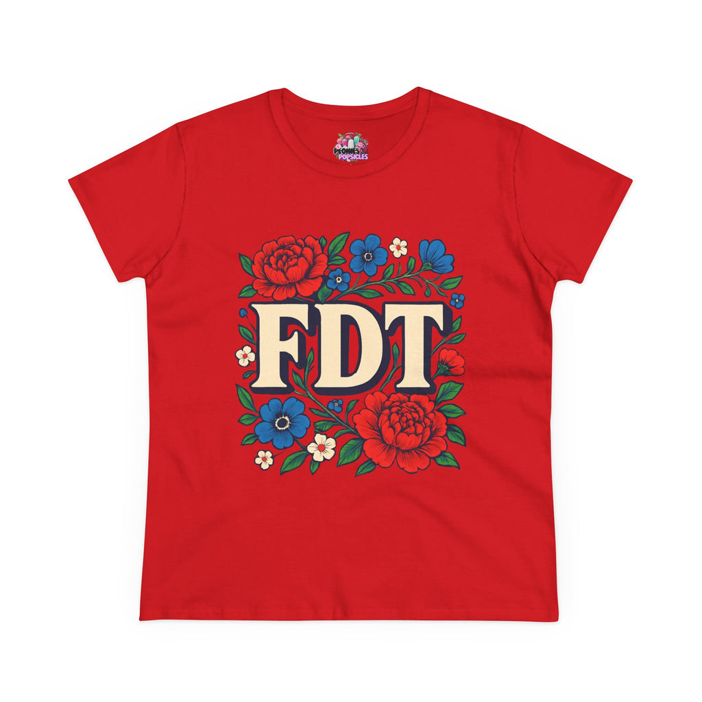 Floral 'FDT' Tee - Women's Midweight Cotton