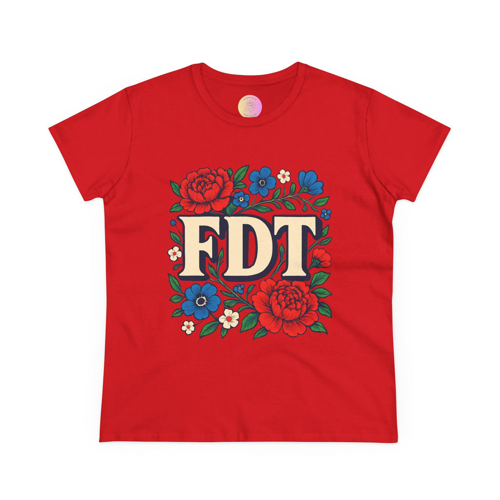 Floral 'FDT' Tee - Women's Midweight Cotton