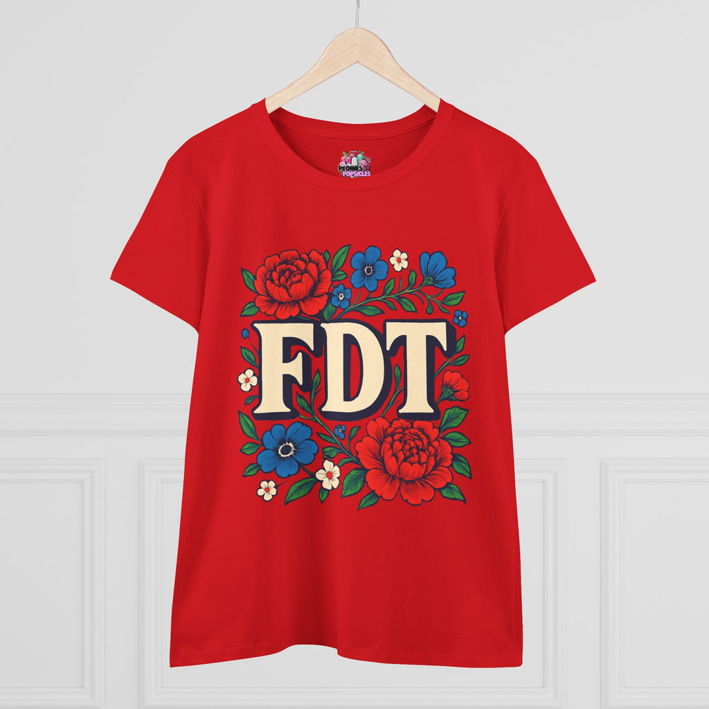 Floral 'FDT' Tee - Women's Midweight Cotton